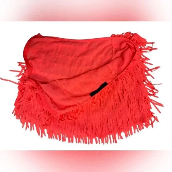 Signature 8 EUC Fluorescent Pink Fringe Mini  Skirt Size Small - Picture 5 of 7